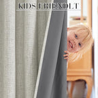 RYB HOME Cream 100% Blackout Linen Curtains 78 inch Long, Thermal Insulated & Privacy Assurd Home Decor Drapes for Bedroom/Office/Nursery, Rod Pocket & Back Tab Window Treatment, W52 X L78, 2 Panels