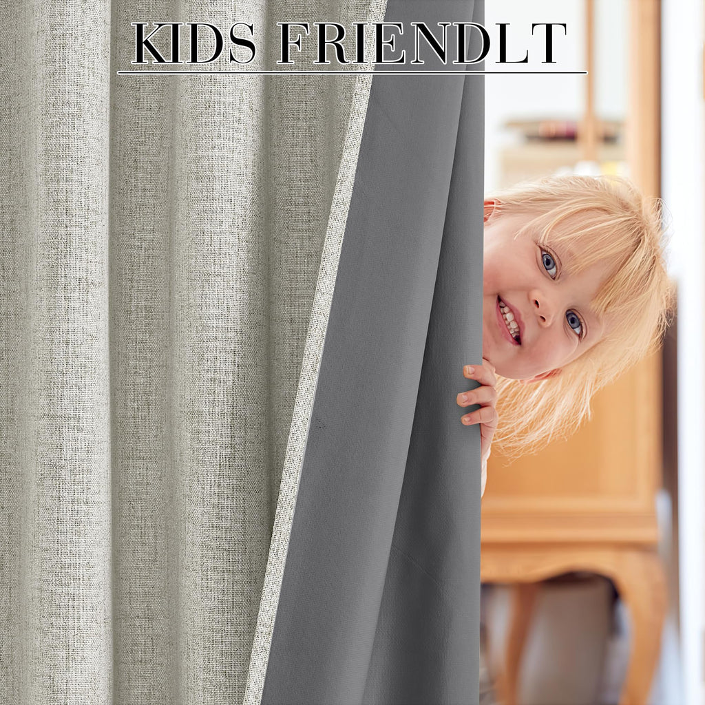RYB HOME Cream 100% Blackout Curtains 63 inch Long, Light Blacking & Thermal Insulated Curtains for Nursery/Bedroom/Kids'Room, Back Tab & Rod Pocket Window Treatment, W52 x L63, 2 Panels