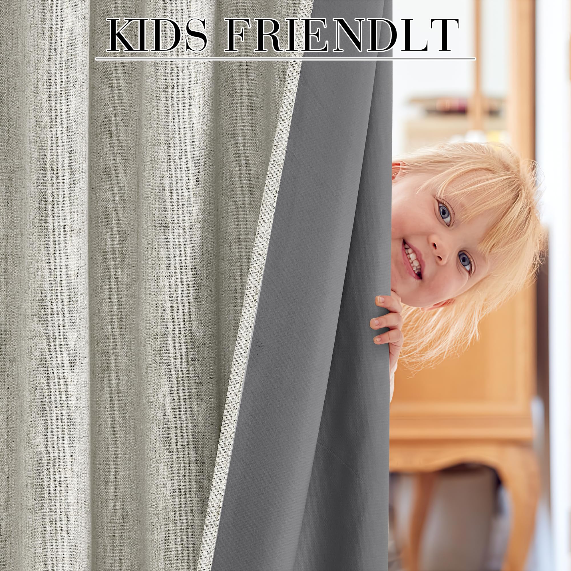 RYB HOME Cream 100% Blackout Curtains 63 inch Long, Light Blacking & Thermal Insulated Curtains for Nursery/Bedroom/Kids'Room, Back Tab & Rod Pocket Window Treatment, W52 x L63, 2 Panels