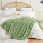 EXQ Home Fleece Blanket Twin Size for Couch or Bed - 3D Imitation Turtle Shell Jacquard Decorative Blankets - Cozy Soft Lightweight Fuzzy Flannel Blanket Suitable for All Seasons(60"×80",Sage Green)