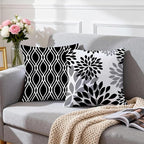 Hexagram Geometric Black Pillow Covers 18x18 Set of 4, Decorative Outdoor Boho Modern Throw Pillow Covers, Home Sweet Home Farmhouse Cushion Case for Couch Sofa Bedroom Indoor Decor(No Insert)