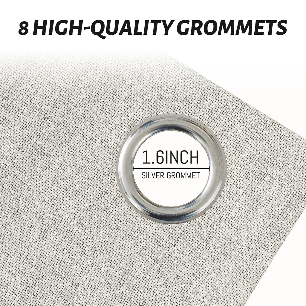 Yakamok Cream Linen Textured Curtains 90 Inches Long for Living Room