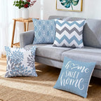 Hexagram Geometric Aqua Blue Pillow Covers 18x18 Set of 4, Decorative Outdoor Boho Modern Throw Pillow Covers, Home Sweet Home Farmhouse Cushion Case for Couch Sofa Bedroom Indoor Decor(No Insert)
