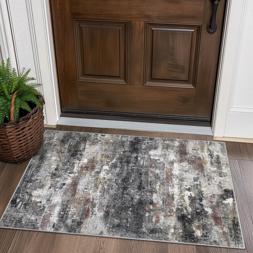 BEIMO 2x3 Area Rugs for Entryway, Dark Grey Washable Abstract Non Slip Rug