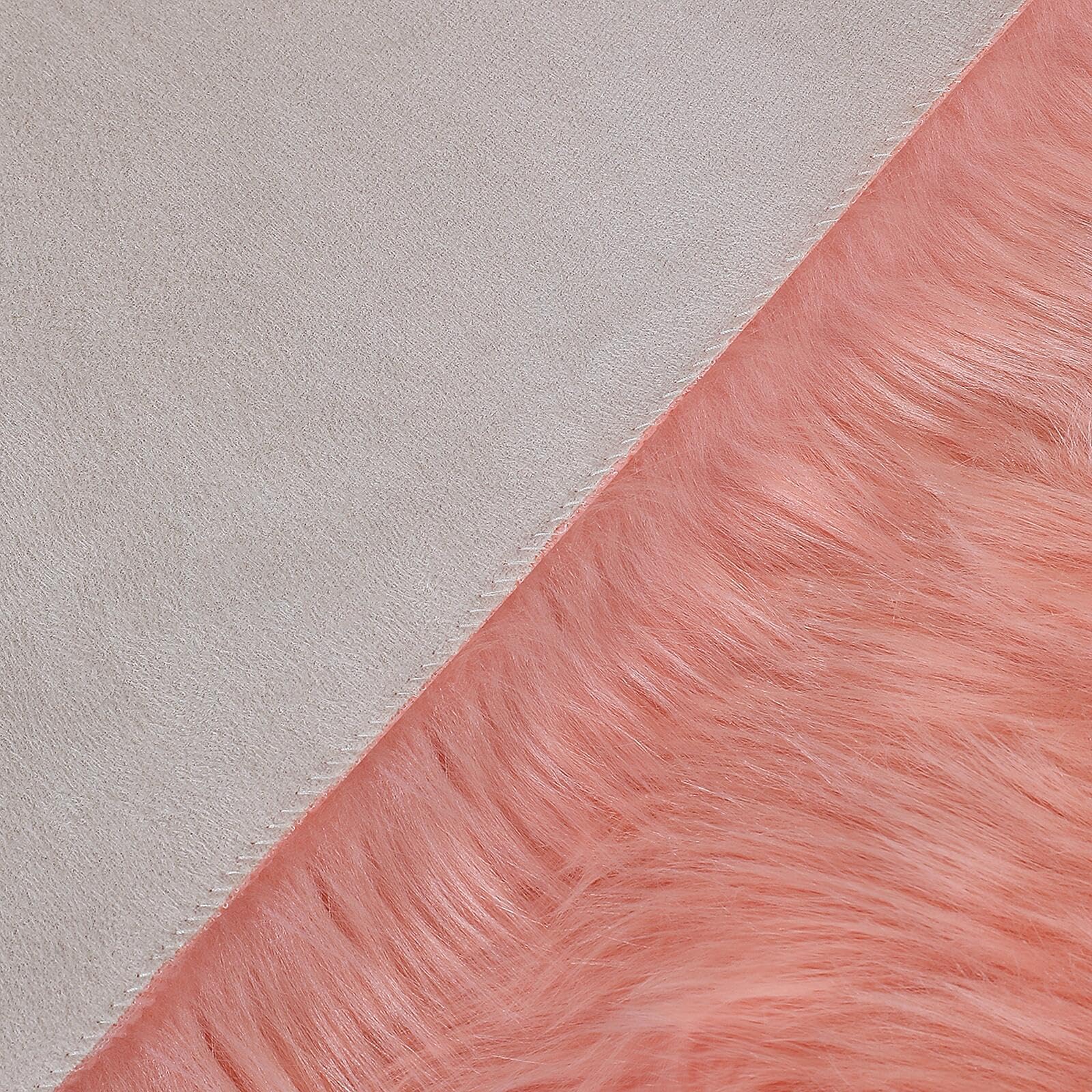 linmopm Faux Fur Rug Sheepskin Shag Fluffy Fuzzy Pink 3x3 ft Rugs for Bedroom Bedside Bed Floor Living Room Plush Round High-Density Cushion Carpet Super Sofa Cover