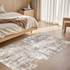 UERMEI 3x5 Area Rug Living Room Rugs - Washable Neutral Modern Abstract Soft Thin Rug Indoor Floor No Slip Rug Carpet for Bedroom Under Dining Table Home Office Decor - Brown/Grey/Red