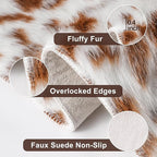 Cow Print Faux Cowhide Rug, Fluffy Fur 6.2x8.2 Feet Washable Cow Rugs for Living Room Bedroom Animal Print Hide Skin Rustic Western Décor Black and Brown