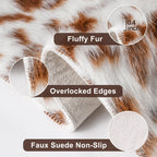 Cow Print Faux Cowhide Rug, Fluffy Fur 5.2x7 Feet Washable Cow Rugs for Living Room Bedroom Animal Print Hide Skin Rustic Western Décor Black and Brown