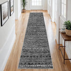 2x8 Washable Kitchen Runner Rug: Modern Moroccan Runners for Hallway Soft Non Slip Rugs with Rubber Backing Low Pile Thin Waterproof Floor Carpet for Entryway Bedroom Bathroom Indoor 2x8 Black