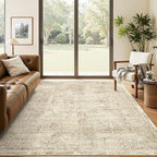 6x9 Area Rug for Living Room Floral Washable Non-Slip Modern Rugs for Bedroom Dinning Room Ultra-Thin Indoor Brown