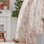 jinchan Vintage Floral Linen Curtains 63 Long for Living Room 2 Panels