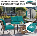 14Pcs Outdoor Cushion Covers, Patio Cushion Covers,Stretch Elastic Slipcovers, Replacement Washable & Reusable Furniture Protector for Patio Couch (Peacock Blue,Cover Only)