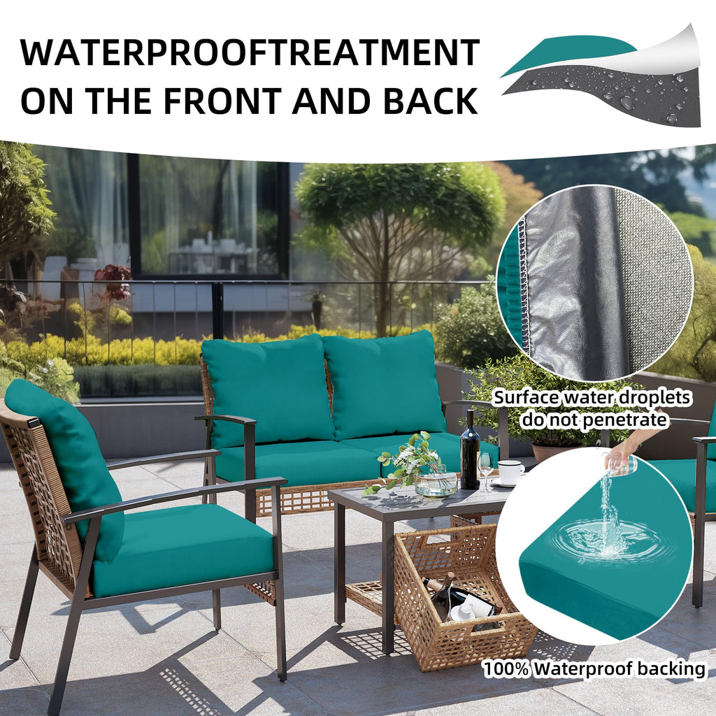 DREAHOTEXTIL 14Pcs Outdoor Cushion Covers, Elastic Patio Cushion Covers
