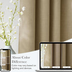 NICETOWN Oatmeal Faux Linen Room Darkening Rod Pocket Curtains 63 inch Length, W42 x L63, Light Blocking Thermal Insulated Noise Reducing Drapes for Bedroom Living Room Farmhouse Decor, 2 Panels