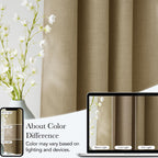 NICETOWN Oatmeal Faux Linen Room Darkening Rod Pocket Curtains 63 inch Length, W42 x L63, Light Blocking Thermal Insulated Noise Reducing Drapes for Bedroom Living Room Farmhouse Decor, 2 Panels