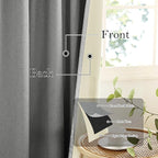 RYB HOME Grey Linen Blackout Curtains for Sliding Glass Door, 100% Blackout Linen Textured Thermal Privacy Modern Drape Panels for Dining Room Large Window, 52" W x 96" L, 2 Panels Set