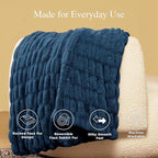 Ultra Soft Cozy Faux Fur Throw Blanket, Fuzzy Plush Thick Bubble Blanket, Oversize Luxury Fluffy Blanket for Couch, Sofa, Bedroom, and Living Room,50x60 Inches,Double Sided Blue