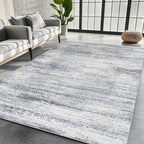 Washable Rugs 5x7 Area Rugs for Living Room,Rugs for Bedroom,Large Carpets,Ultra Soft Faux Wool Retro Dining Room Rug,Non Slip&Non-Shedding Low Pile Vintage Print Rug for Home Office-Grey Cream
