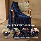 Bedsure 100% Cotton Muslin Blankets for Adults Large Throw 50x70 Inches - 4-Layer Breathable and Lightweight, Soft Boho Gauze Muslin Cotton Blanket for Couch Decor Travel Summer, Navy Blue