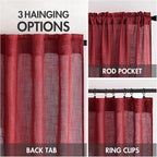 MIULEE Burgundy Red Kitchen Curtains 30 Inch Length 2 Panels, Soft Thick Linen Textured Semi Sheer Light Filtering Short Cafe Tier Curtains for Small Half Window Back Tab Rod Pocket Christmas Decor
