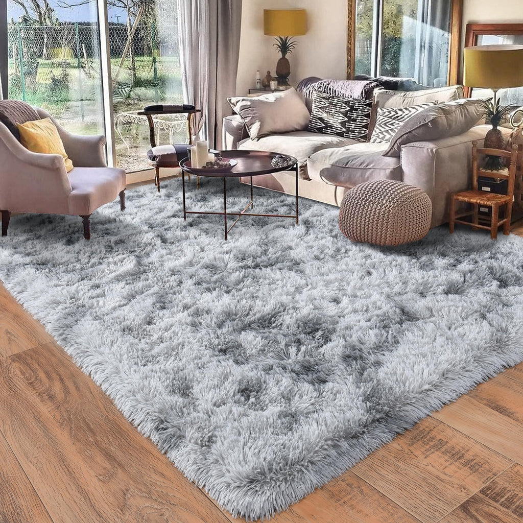 Quntue Rugs for Living Room 8x10, Soft Shaggy Modern Shag Area Rug for Bedroom, Upgrade Non-Slip Plush Fluffy Carpet for Kids Boys Girls Room Home Decor Aesthetic, Light Grey