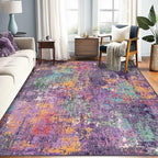RELEANY Washable 5'x7' Abstract Area Rug for Living Room Purple Multi