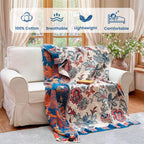 MSGKV Boho Throw Blanket 90"x90" 100% Cotton Farmhouse Butterfly Throw