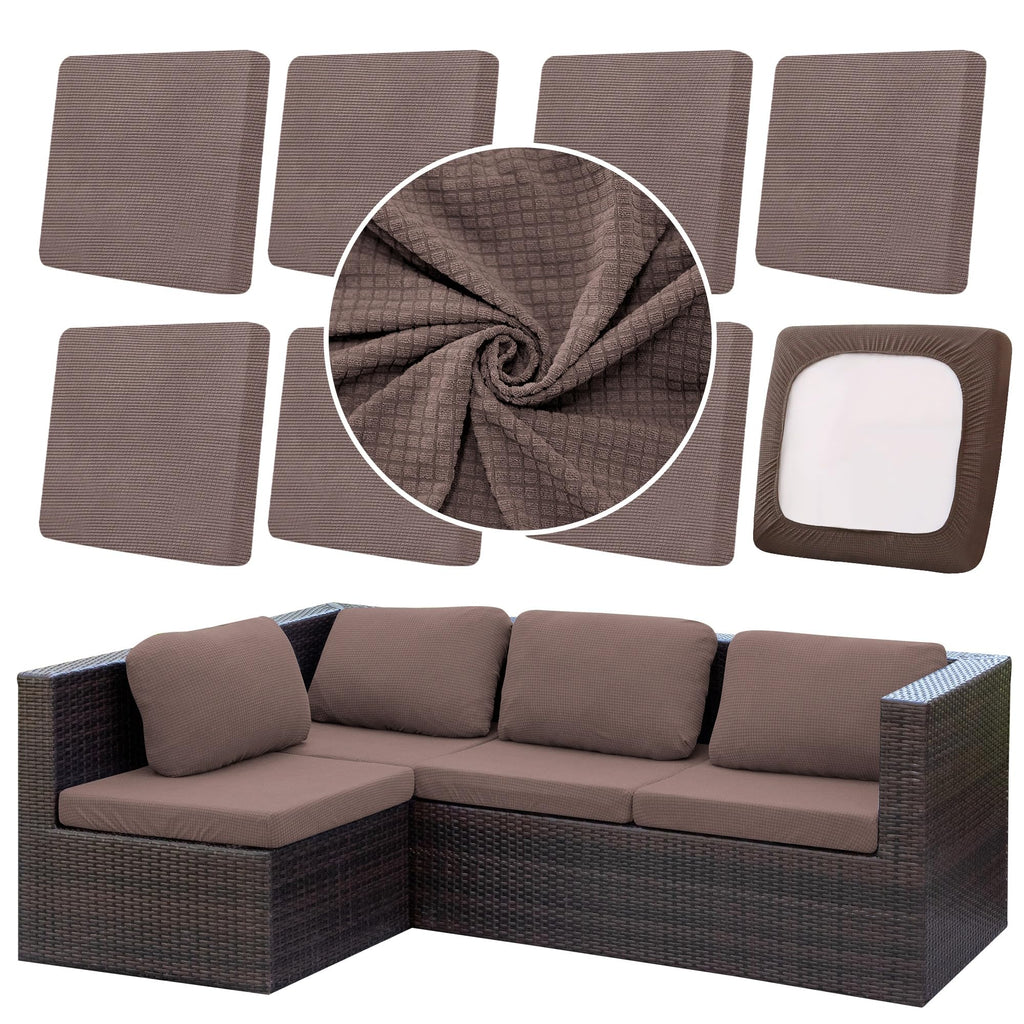 DREAHOTEXTIL 8Pcs Outdoor Cushion Covers, Elastic Patio Cushion Covers