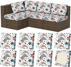 8Pcs Stretch Patio Cushion Covers, Outdoor Couch & Sofa Replacement Slipcovers for Patio Furniture Cushion Covers, Washable Reusable Furniture Protector