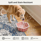 Kitchen Sink Rugs Set 0f 2: Washable Non-Slip Hardwood Floor Mat for Stove Dishwasher Fronts Soft Stain Resistant Carpet for Cooking Area & Fridge Boho Home Decor for High Traffic Area(2x3+2x4,Blue)