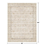 Vintage 3x4 Beige Indoor Rugs for Entryway - Geometric Pattern Washable Non Slip Rug for Kitchen, Bedroom, Laundry Room, Bathroom, Modern Farmhouse Home Décor, Low Pile & Soft Floral Carpet