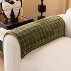 Velvet Couch Cover, Washable Sectional Sofa Cover, Anti Slip Sofa Slipcover for 3 Cushion Couch Sofa L Shaped Armrest Backrest, Furniture Protector Covers for Pets Kids(1PC, Green, 28"×28")