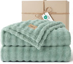 Bedsure 3D Fleece Bubble Blanket - GentleSoft Green Queen Blanket for Bed Sofa Room Decor - Luxury Soft Cozy Gifts for Kids, Lightweight, All Seasons, Sage Green, 90"×90"