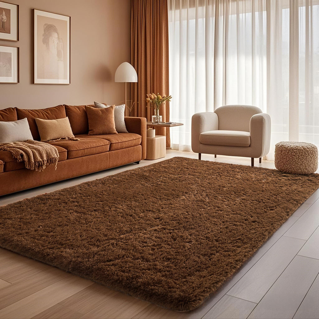 Ophanie Brown Rugs for Living Room Bedroom, 6x9 Fluffy Fuzzy Furry Carpet,Plush Soft Shaggy Bedside Indoor Floor Area Rug for Kids Girls Boys Baby Teen Dorm Nursery Decor with Over 99 pcs Pile fibers