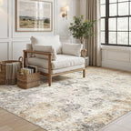 UERMEI 5x7 Area Rug Living Room Rugs - Washable Neutral Modern Abstract Soft Thin Large Rug Indoor Floor No Slip Rug Carpet for Bedroom Under Dining Table Home Office Decor - Golden Grey