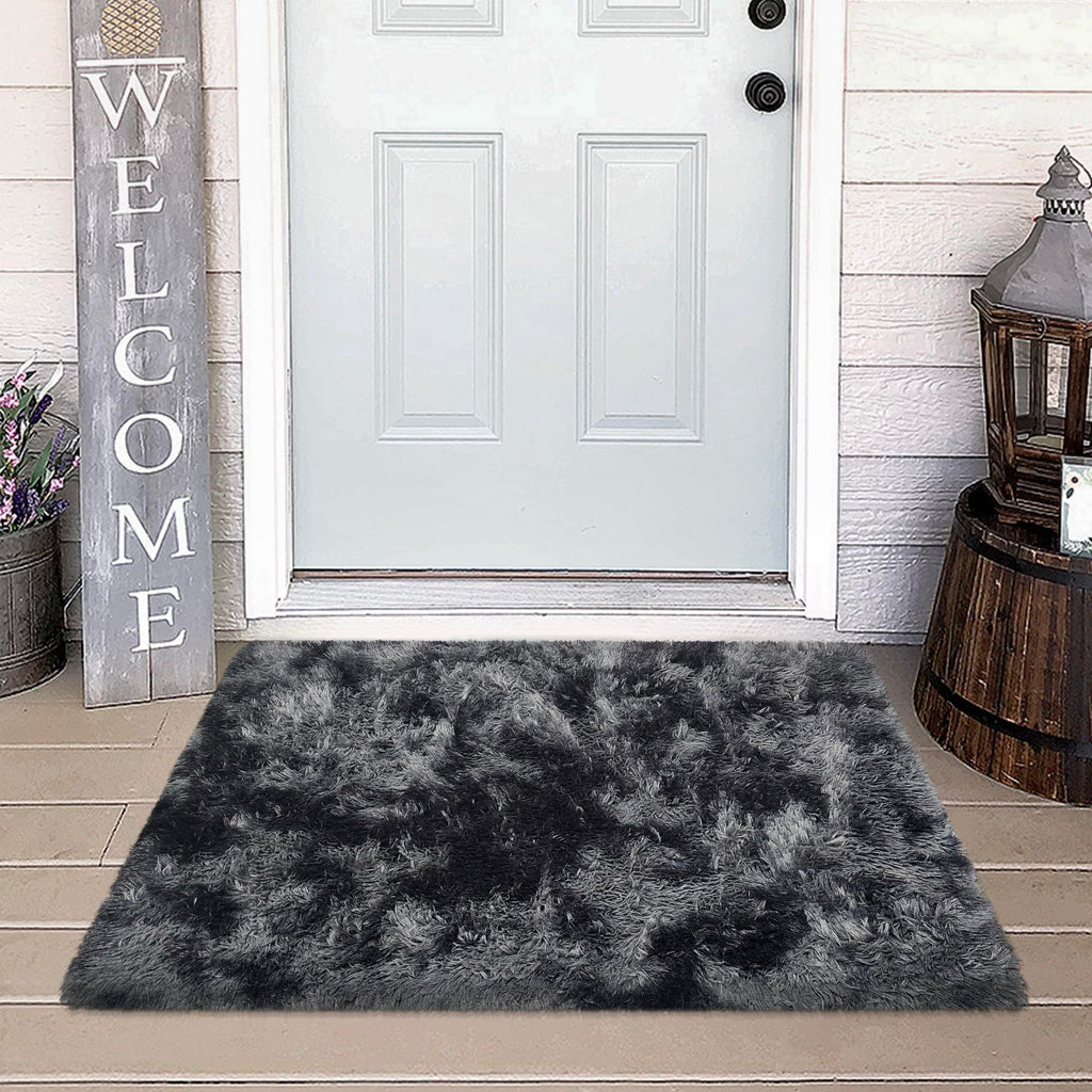 JiaoBaba Small Tie-Dyed Area Rug for Bedroom 2x3 Mini Black Grey Fluffy Rug Mat Bedside Throw Rug for Kids Room Boys Teens Nursery Baby Dorm Living Room Home Decor Aesthetic Carpets