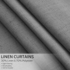Nanspring Blazer Grey Cutains Morden Linen Blend Light Filtering Back Tab Curtains for Long Winodws 120 Inches Length, Semi Sheer Privacy Extra Long Drapes for Living Room, 52x120 inch, 2 Panels