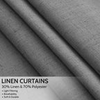 Nanspring Blazer Grey Curtain Linen Blend Light Filtering Back Tab Curtains 108 Inches Long, Semi Sheer Privacy Drapes for Living Room & Bedroom, 52x108 inch, 2 Panels
