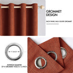 MIULEE 100% Blackout Linen Curtains for Bedroom 52x96 Inches Burnt Orange