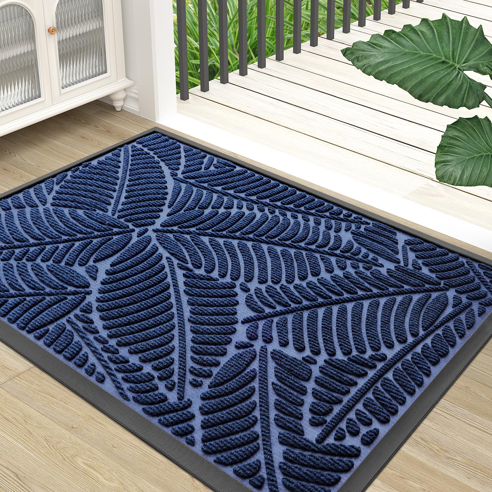 Colorxy Waterproof Front Doormat, Sturdy Natural Rubber Door Mat, 47x32