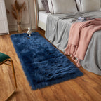 EasyJoy Ultra Soft Fluffy Rugs Faux Fur Rug Chair Cover Seat Pad Fuzzy Area Rug (Dark Blue, 2x6 ft Rectangle)