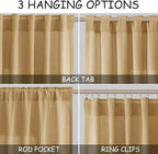 Nanspring Gold Yellow Linen Curtains 96 Inches Long 2 Panels Set for Living Room Rod Pocket Back Tab Semi Sheer Light Filtering Protect Privacy Gold Yellow Curtain for Bedroom Floor Length 52x96