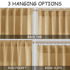 Gold Yellow Linen Curtains 84 Inch Length 2 Panels Set for Living Room Rod Pocket Back Tab Light Filtering Window Drapes for Bedroom Dining Room Protect Privacy Country Farmhouse Decor 52x84