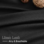 Nanspring Linen Curtains 84 inches Long for Living Room Privacy Sheer Black Simple Modern Curtains Back Tab and Rod Pocket Cotton Textured Curtain for Bedroom Dinner Room 70x84, 2 Panel
