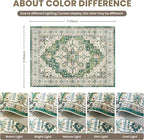 zesthome WashableRug 5x7 Area Rugs,Stain Resistant Rugs for Living Room,Bedroom,Non-Slip Backing Home Decor Rug, Vintage Medallion Pattern Rugs (Green,5'x7')