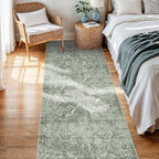 2x5 Washable Hallway Runner Rug - Non Slip Kitchen Runner Rugs with Rubber Backing Vintage Low-Pile Carpet Runners for Entryway Dining Room Laundry Room Home Decor (Muted Sage Green)