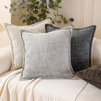 HPUK Fall Chenille Soft Throw Pillow Covers 18x18 Set of 2, Accent Cushion Covers for Living Room, Bedroom, Decorative Solid Color Pillow Covers for Couch, Sofa, Chair, White