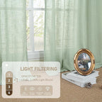 LAMIT Linen Curtains 48 Inch Length Semi Sheer Light Filtering 2 Panels