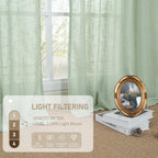 LAMIT Semi Sheer Linen Curtains 63 Inch for Living Room 52 x 63 Inch