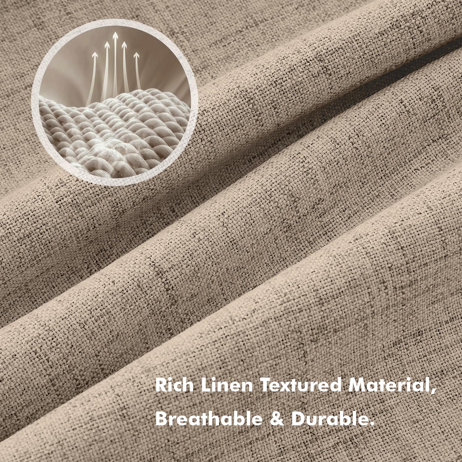 MIULEE 100% Blackout Linen Curtains 42 x 72 Inch Copper Brown 2 Panels
